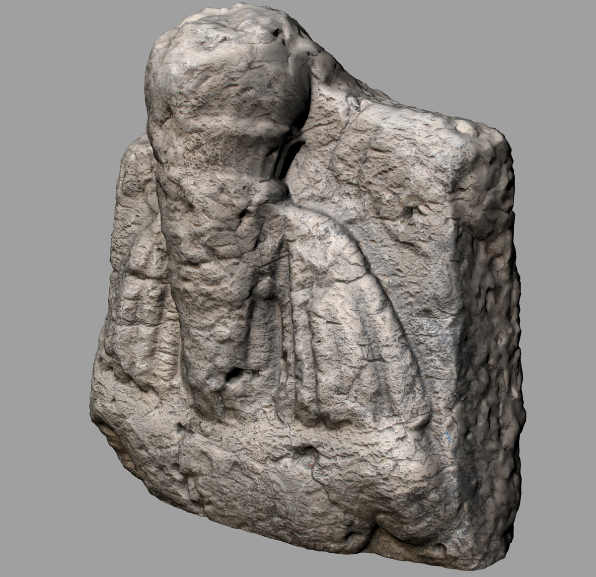 3D Rendering of a monumental bust of the Sasanian king Narseh that once decorated the Paikuli Monument (Image: MAIKI-Studio3R)